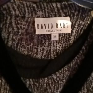 DAVID DART COLLECTION black and gray l/s silk blend 3-pc maxi skirt suit Sz Med